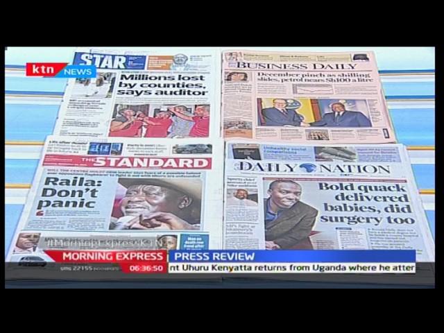 Major headlines on Kenyan newspapers