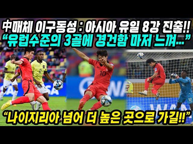 U20 월드컵 중국반응│대한민국 대표팀 16강 에콰도르 꺽고 8강 진출│한국은 아시아 유일 8강 진출국│유럽수준의 3골에 경건함 마저 느껴​│중국어로[路]