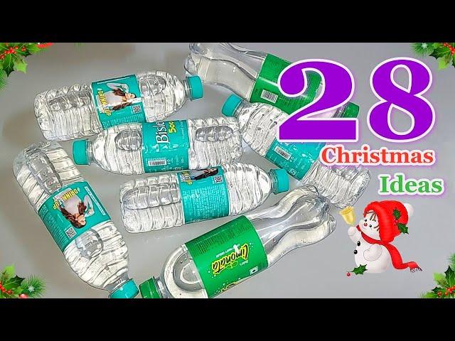 28 Christmas Decoration ideas from waste Plastic Bottle step by step | DIY Christmas craft idea448