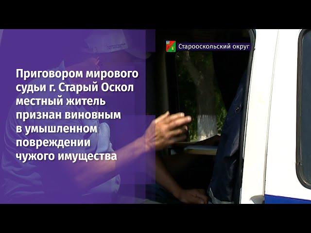 житель Старого Оскола признан виновным в умышленном повреждении чужого имущества
