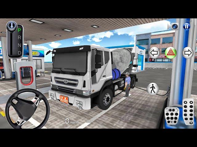 New Heavy Cement Mixer Truck in Gas Station: 3D Driving Class 2 - Car Game Android Gameplay