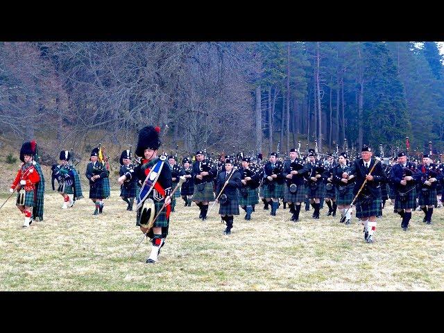 Massed Pipes and Drums of the Scottish highlands gather in Deeside for first parade of 2018