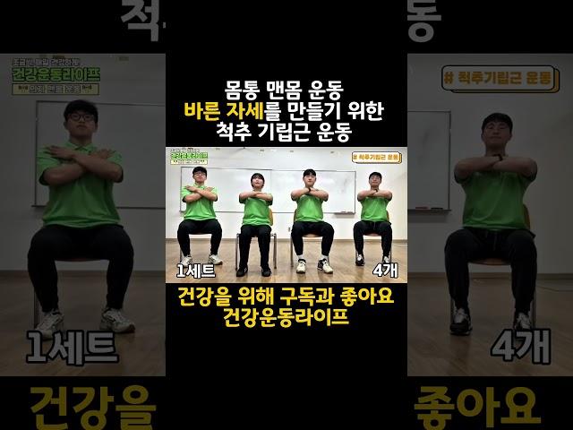 척추 기립근을 강화하여, 올바른 자세를 만들어봐요 !! #shorts #노인건강 #맨몸운동 #척추운동 #자세