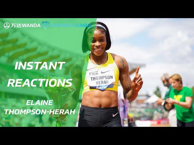 Elaine Thompson-Herah reacts to running 10.54 in Eugene - Wanda Diamond League