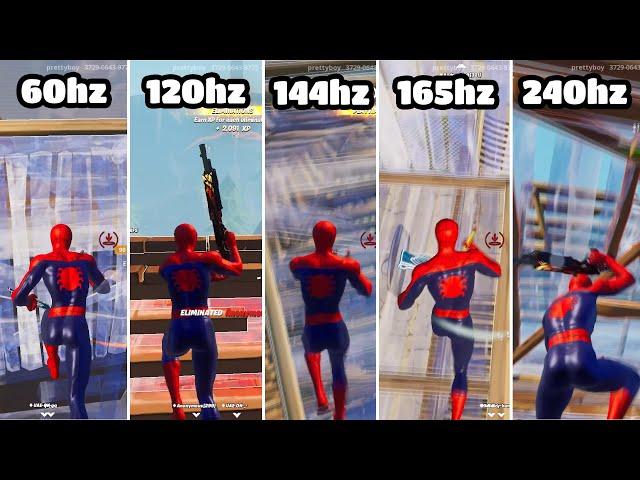 Fortnite 60hz vs 120hz vs 144hz vs 165hz vs 240hz