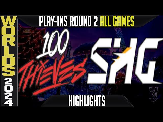 100 vs SHG Highlights ALL GAMES | Worlds 2024 Play Ins Lower Round 2 | 100 Thieves vs Fukoka Hawks