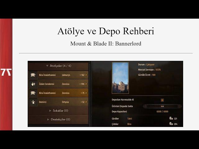 Atölye ve Depo Rehberi | Mount & Blade II: Bannerlord ( Sandbox - Hikayesiz Mod )