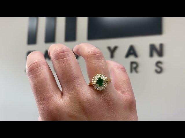 Vintage Emerald Ring with Diamonds Set in 18K Gold (Massoyan Jewelers) - MassoyanJewelers.com