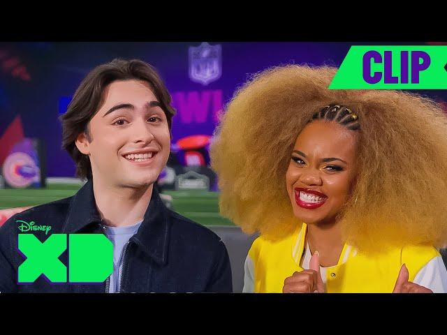 Descendants: The Rise of Red Stars Dara & Joshua Challenge NFL Players | FOR THE WIN |@disneychannel