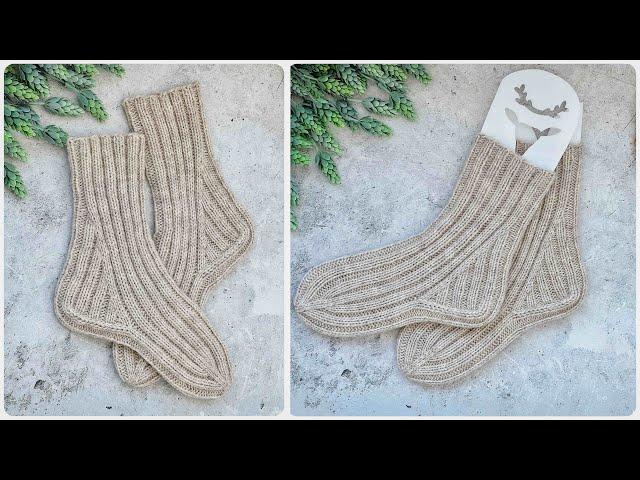 Knitted socks with an unusual heel. detailed master class. Knitting socks