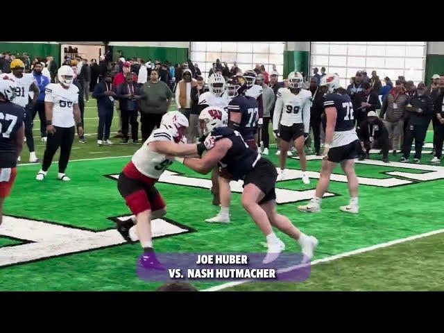 East-West Shrine Bowl Practice: East Team OL vs. DL 1-on-1's