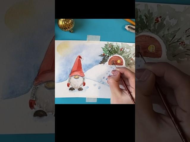 Простой новогодний рисунок  Рисуем вместе ️️️ #новыйгод #рисование #watercolor_painting