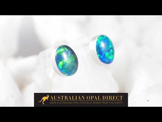 Gold Earrings, Green Earrings, Opal Stud Earrings - Australian Opal Direct | Worldwide Shipping