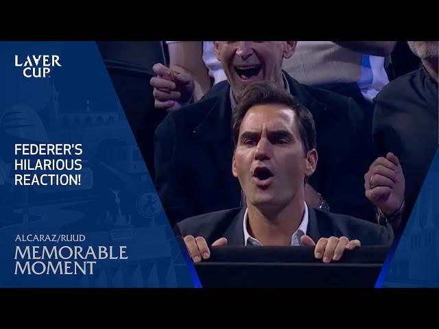 Roger Federer Reacts to Ruud's Winner & Shelton Falling Over | Laver Cup 2024