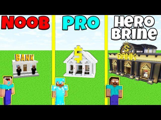 Minecraft Battle: NOOB vs PRO vs HEROBRINE: BANK CHALLENGE / Animation