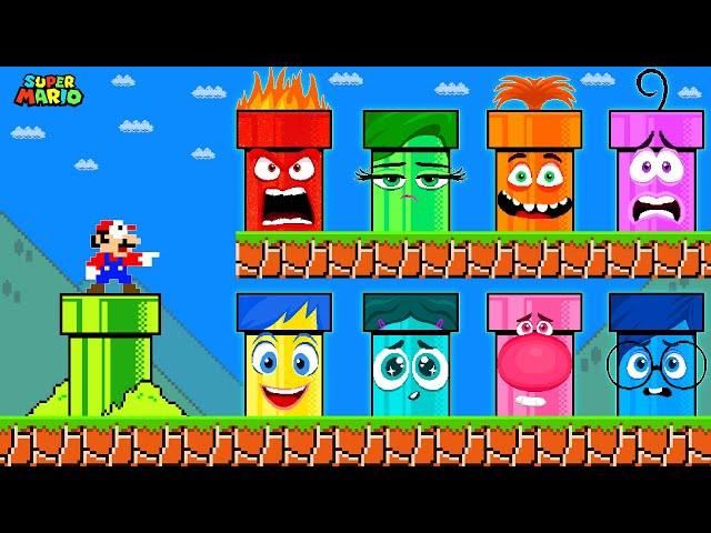 Super Mario Bros. But Can Mario Collect More Custom INSIDE OUT 2 Character Pipes?