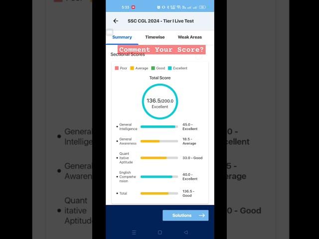 SSC CGL TIER-1 Oliveboard Live test 27-28July score-136.5#ssc #ssccgl #studymotivation #ssccgl2024