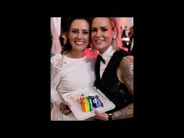 Cutting wedding Cake | Ashlyn Harris + Ali Krieger | (IG Stories)