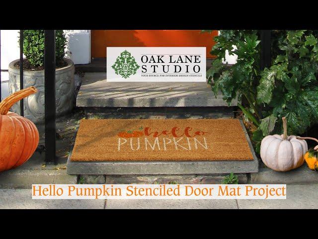 Hello Pumpkin Stenciled Door Mat Project from Oak Lane Studio