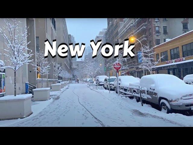 Heavy Snowfall Walking Tour Manhattan New York Snowstorm 4k Video