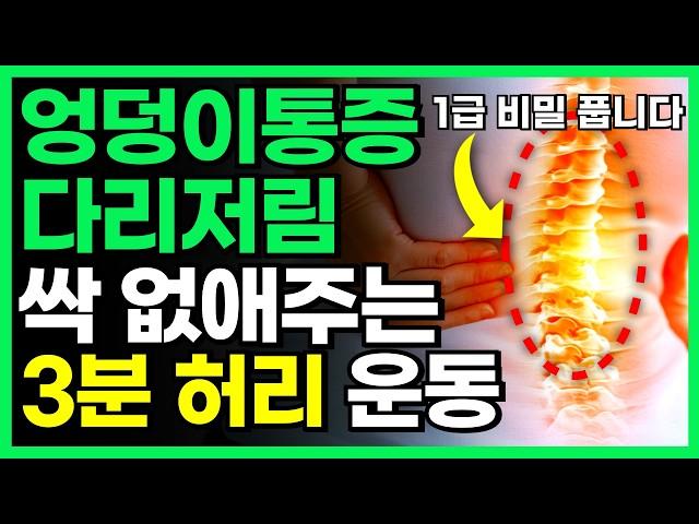 허리통증, 엉덩이 통증, 다리 저림 '이 운동' 3분 했더니 싹 사라졌어요 (이상근 증후군, 엉덩이통증, 협착증, 좌골신경통 한방에 날립니다)