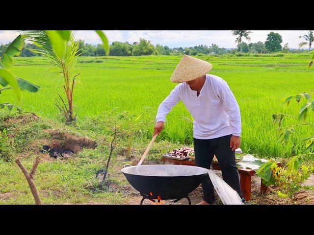 Cooking giant squid and octopus amidst rice fields I Joseph The Explorer