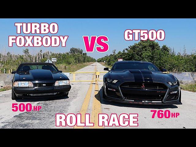 Turbo Fox Body vs 2020 GT500...  Roll Racing in Mexico