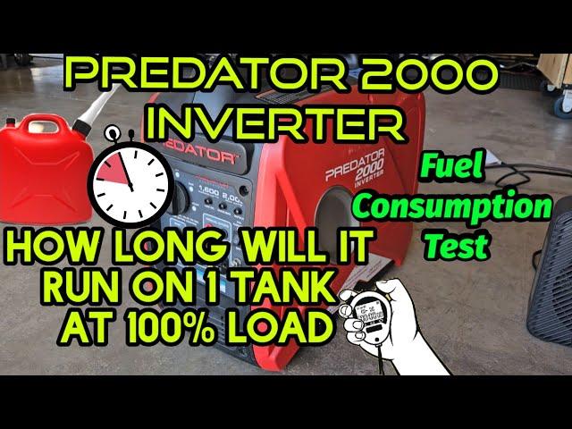 Testing the Predator 2000w inverter generator at over the 1600 running watts. Fuel consumption