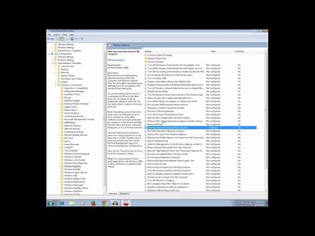 How to hide a specific drive or all drive in Windows using gpdeit