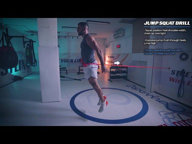 Jump Squat Drill: Enhance Explosive Strength and Lower Body Muscles with Dopa's resistance Band