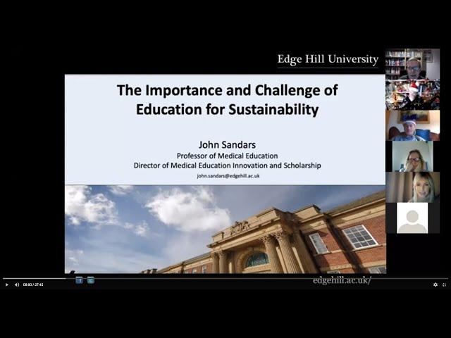 SustainNET Webinar: The Importance and Challenges of Education for Sustainability, Prof John Sandars