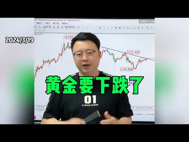 黄金要下跌了！【黄金行情分析2024/3/19】