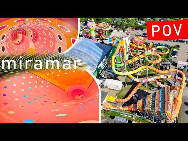 The park of colorful slides: Miramar Weinheim - All Water Slides 2024! Onride 4K