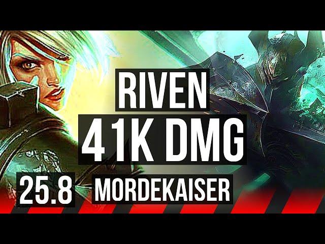 RIVEN vs MORDEKAISER (TOP) | 7 solo kills, 41k DMG, Dominating | KR Master | 25.8