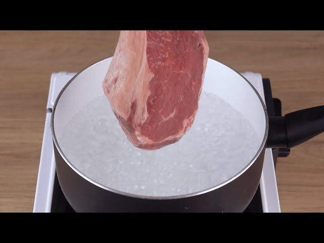 Place the steak in boiling water, I learned this at a 5 star steakhouse