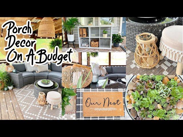 DIY Budget Porch Decor Outdoor Patio Decorate With Me | Small Front Porch Decor Ideas | Adaline Zook