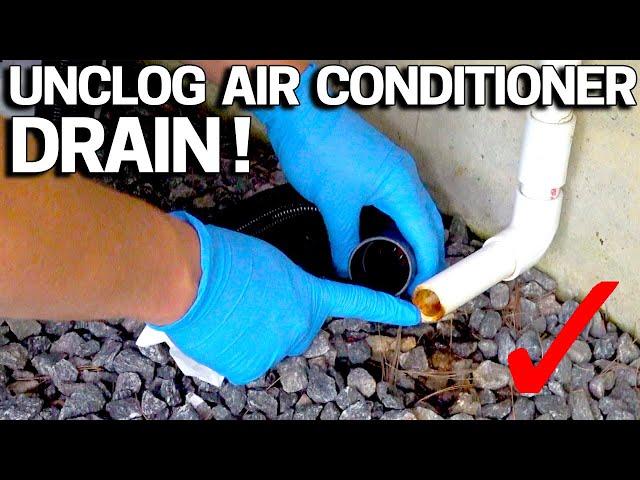 How to UNCLOG your AC DRAIN Condensate line FAST - Water stains on Ceiling? or in the Pan