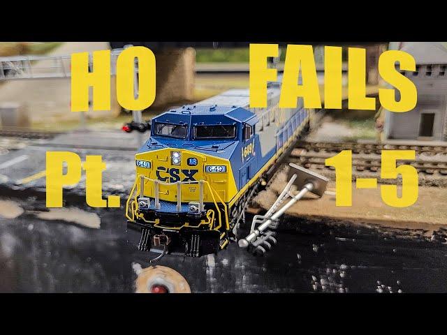 HO Scale Derailment and Fails Part 1-5!