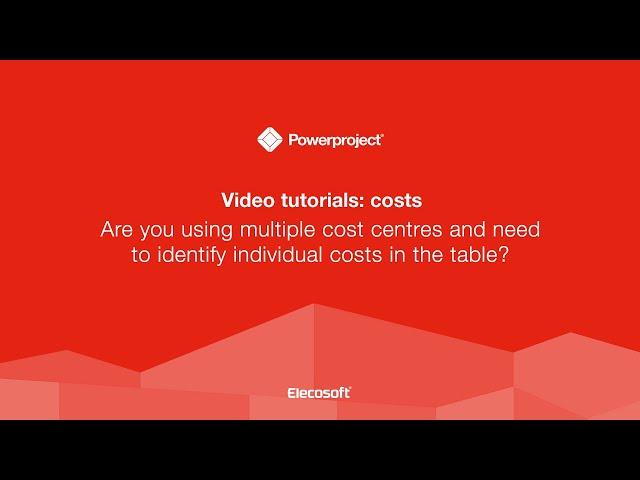 Tutorial - Are you using multiple cost centres and need to identify individual costs in the table?