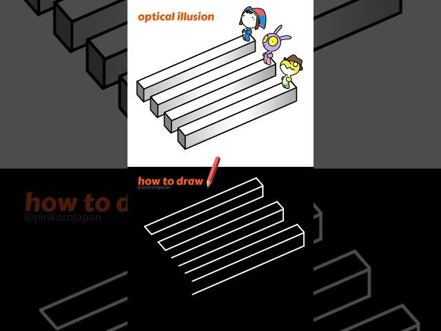 How to draw 3D Optical Illusion3D Trick Art Tutorial Animation by Pomni＆Jax＆Gummigoo #3d #shorts