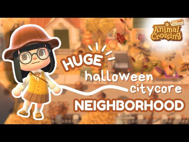 huge halloween neighborhood + autumn able sisters ⋆.࿔*:･⋆ |  acnh speedbuild