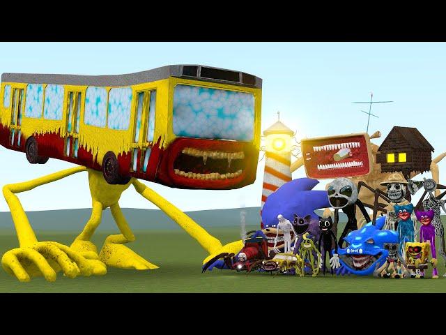 NEW GIANT THE BUS EATER VS ALL MONSTER!! in Garry's Mod