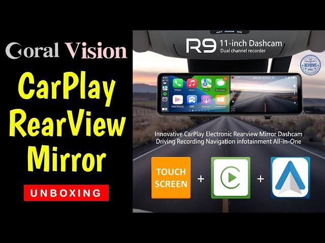 CarPlay RearView Mirror    Coral Vision R9    UNBOXING REVIEW