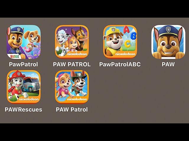 1 PAW Patrol A Day in Adventure Bay,2 PawPatrolABC,3 PAW Patrol Academy,4 PAW Patrol Rescue World