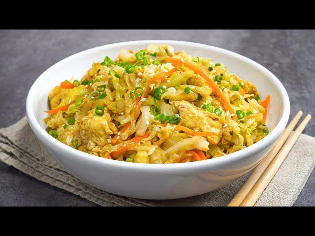 EASY DINNER in 25 Minutes! Asian Style EGG FRIED CABBAGE | Cabbage Egg FRY. Recipe by Always Yummy!