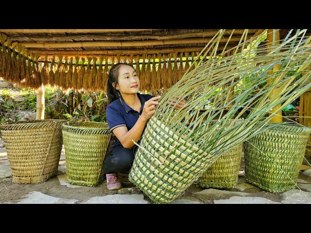 Bamboo basket weaving process - Harvest green vegetable garden goes to market sell | Ly Thi Tam