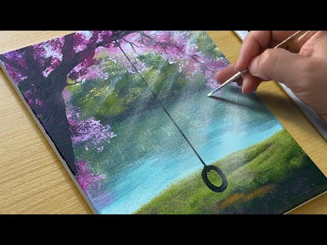 How to Paint Lake Scenery / Acrylic Painting for Beginners