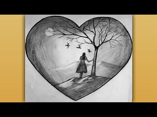 Easy Pencil Sketch Drawing / Beautiful Scenery Drawing Pencil Art Tutorial