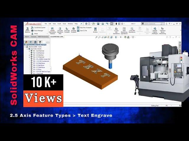 SolidWorks CAM :  Text Engrave.