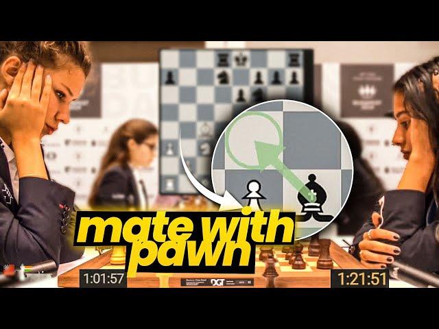 Divya Deshmukh checkmates her opponent with a pawn